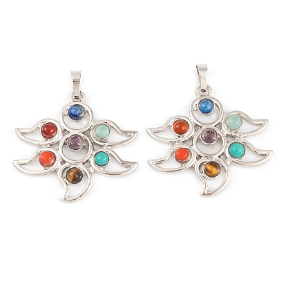 Подвески из натурального тигрового глаза чакры, натурального лазурита, натурального сердолика, синтетической бирюзы и стекла, подвески из листового сплава с покрытием стойки, долговечный, без свинца и без кадмия