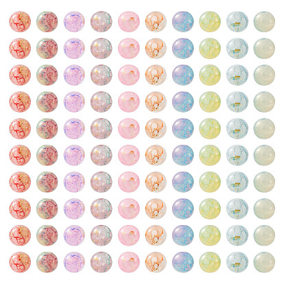 10 нити стеклянных бусин с эффектом кракле, окрашенные в цвет выпечки, с золотой порошок, круглые