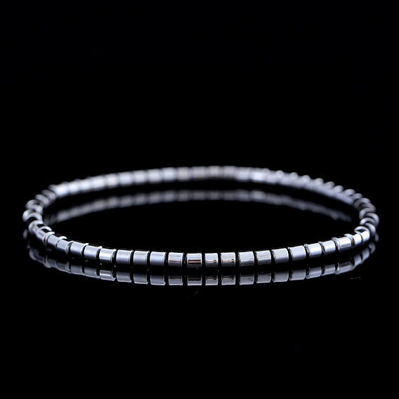 Браслеты из синтетических немагнитных гематитовых бусин для мужчин, колонка