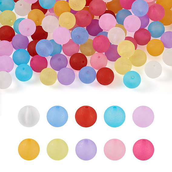 100 шт 10 цвета прозрачные акриловые бусины, матовые, круглые