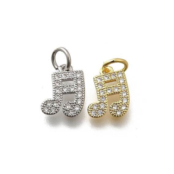 Латунные микро проложить кубического циркония прелести, прелести музыкальных нот, без свинца и без кадмия, долговечный, стойки покрытие, с целью перехода в кольце