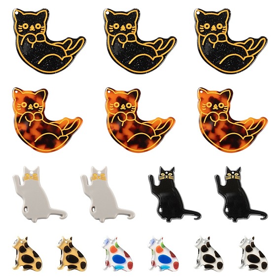 Cat/Kitten Pendant Kit for DIY Jewelry Making Finding Kit, Including Epoxy Resin & Cellulose Acetate(Resin) & Acrylic Pendants