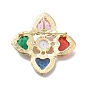 Rhinestone Heart Clover with Imitation Pearl Brooch Pin, Golden Alloy Badge for Backpack Clothes Pendant Jewelry