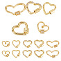 5 шт 5 стили латунный винт-карабин подвески с замком, с микро проложить четкого кубического циркония, для изготовления ожерелий, без кадмия и без свинца, быстрые ссылки, сердце