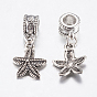 Tibetan Style Alloy European Dangle Charms, Large Hole Pendants, Starfish/Sea Stars
