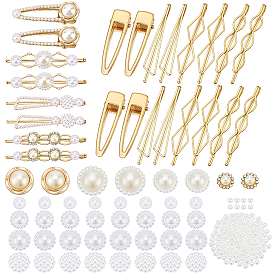 DIY Hair Clip Kits, including Iron Hair Bobby Pins & Alligator Hair Clip, ABS Plastic Imitation Pearl Cabochons, Resin Cabochons, Golden