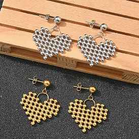 Ионное покрытие (ip) 304 серьги-гвоздики из нержавеющей стали для женщин, сердце