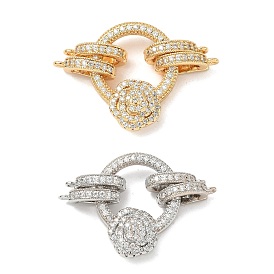 Fermoirs repliables en laiton micro pave zircone cubique transparente, bague et rose
