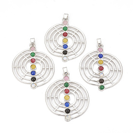 Chakra bijoux, pendentifs en pierres fines en alliage, plat rond