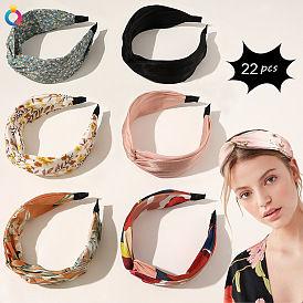 Boho Floral Headband with Wide Crossed Band for Women's Face Washing Hair Accessory