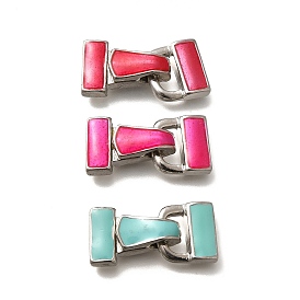 Застежки-застежки из латуни с эмалью, без кадмия и без свинца, долговечный, стойки покрытие, платина, прямоугольные