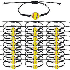 48шт. бейсбольные браслеты из сплава, регулируемые плетеные вощеные браслеты для мужчин и женщин