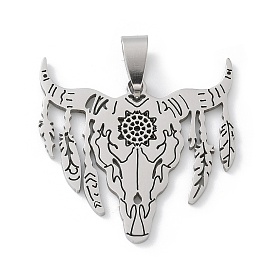 201 подвески из нержавеющей стали, голова коровы с подвеской в виде пера, лазерная резка, анти-тускнение