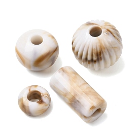 Двухцветные непрозрачные акриловые бусины, имитирующие драгоценные камни, европейские бусины, бусины с большим отверстием, цвет шоколада