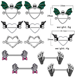 304/316 Кольца для сосков из нержавеющей стали, прутики для пирсинга сосков, цвет нержавеющей стали