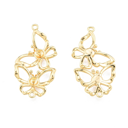 Brass Connector Charms, Butterfly Link, for Half Drilled Bead