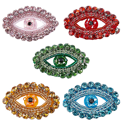 10 pièces 5 couleurs polyester et strass en verre, fil à broder, écussons thermocollants/à coudre, appliques en tissu, oeil