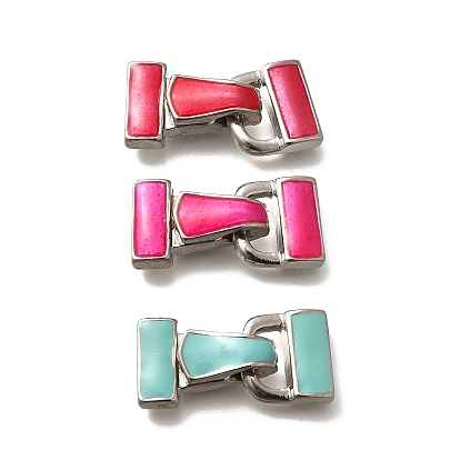 Застежки-застежки из латуни с эмалью, без кадмия и без свинца, долговечный, стойки покрытие, платина, прямоугольные