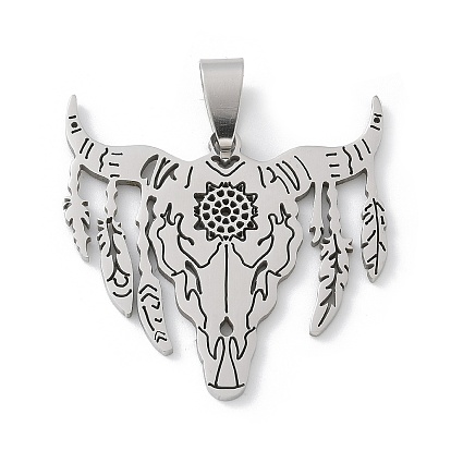 201 подвески из нержавеющей стали, голова коровы с подвеской в виде пера, лазерная резка, анти-тускнение