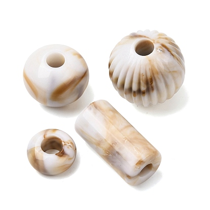 Двухцветные непрозрачные акриловые бусины, имитирующие драгоценные камни, европейские бусины, бусины с большим отверстием, цвет шоколада