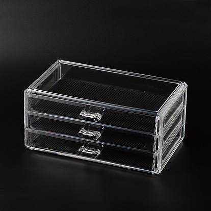 3 Compartments Plastic Jewelry Storage Boxes, Rectangle, 140x245x110mm
