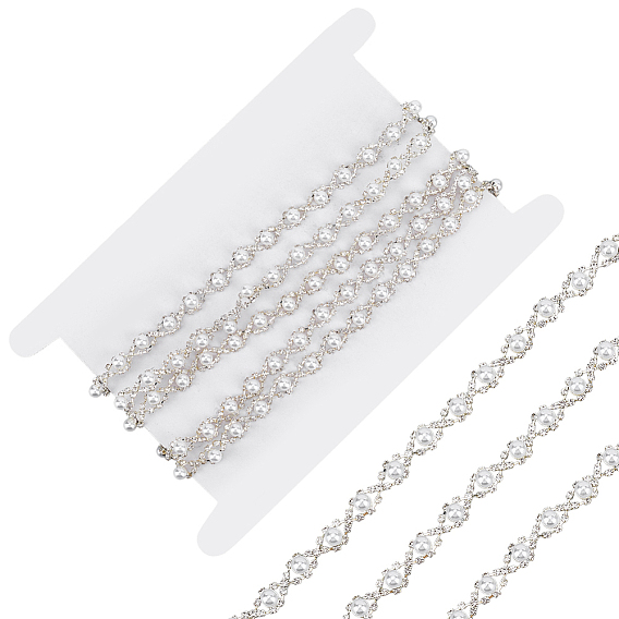 1 цепочки из страз из ПК, с имитацией жемчуга, круглые