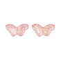 Transparent Spray Painted Glass Beads, with Glitter Powder, Butterfly