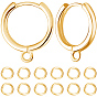20Pcs Brass Huggie Hoop Earring Findings, with Horizontal Loop, with 20Pcs Open Jump Rings