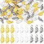 60Pcs 3 Colors Tibetan Style Alloy Charms, Leaf Charms