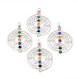 Chakra Jewelry, Alloy Gemstone Pendants, Flat Round