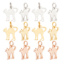 12pcs 3 couleurs 201 pendentifs chaton en acier inoxydable, forme de chat extensible