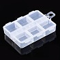 Rectangle Polypropylene(PP) Bead Storage Container, 6 Compartment Organizer Boxes, with Hinged Lid, for Jewelry Small Accessories