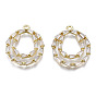 Brass Inlaid Clear Cubic Zirconia Pendants, Ring with Teardrop