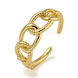 Curb Chain Shape Brass Open Cuff Rings for Women