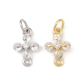 Подвески-соединители с прозрачными кубическими циркониями из латуни, без кадмия и без свинца, стойки покрытие, долговечный, с прыжковых колец