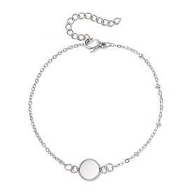 304 изготовление браслетов-спутников из нержавеющей стали, с плоскими круглыми настройками кабошон, не тускнеет