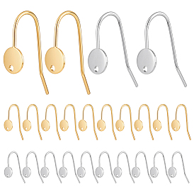 24 шт. 2 цвета 304 крючки для серег из нержавеющей стали, плоско-круглые