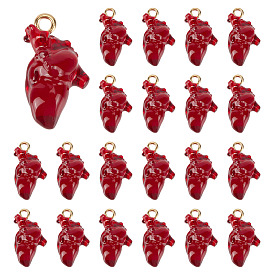 22 подвески из прозрачной смолы, анатомические подвески в форме сердца, с позолоченными железными петлями