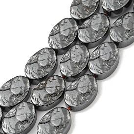 Non-magnetic Synthetic Hematite Beads Strands, Flat Oval with Cameo Goddess