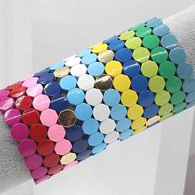 Enamel Tile Elastic Bracelet, Alloy Hexagon Beaded Stretch Bracelet for Women