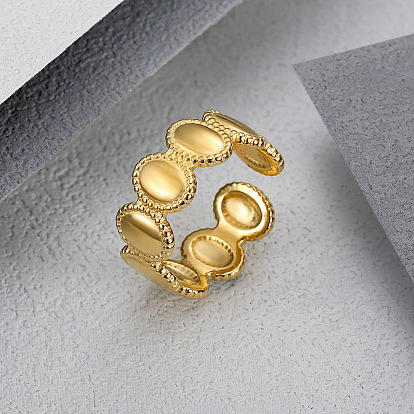 Anillo de puño abierto ovalado de acero inoxidable