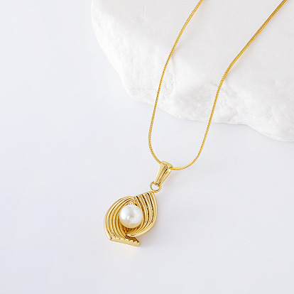 3 шт. ожерелья из нержавеющей стали с имитацией жемчуга и подвеской в виде спирали для женщин, белые