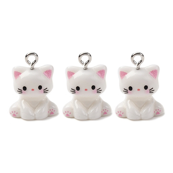 Непрозрачные подвески смолы, кошка, с железной платиной петлей