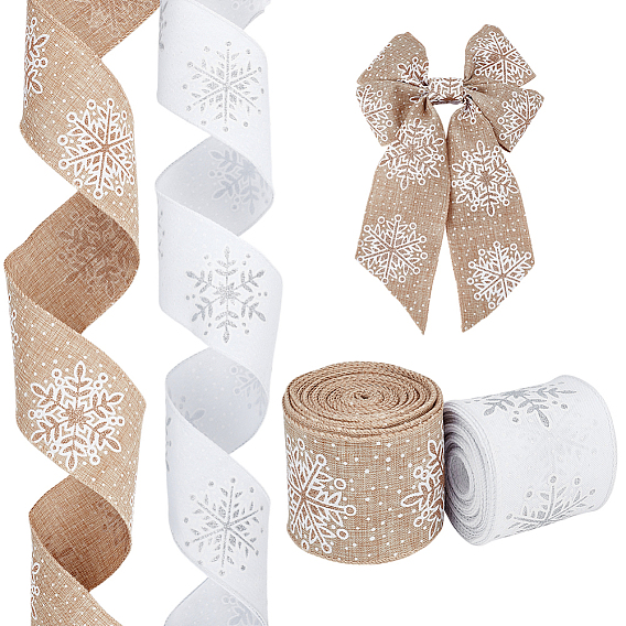 2 рулоны 2 цвета полиэфирной ленты, снежинка шаблон, аксессуары для одежды