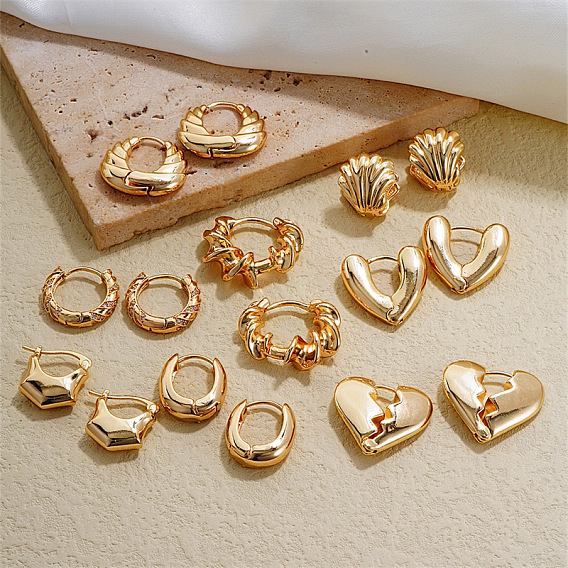 Геометрические полые серьги женские 304 зимние серьги-гвоздики из нержавеющей стали модные