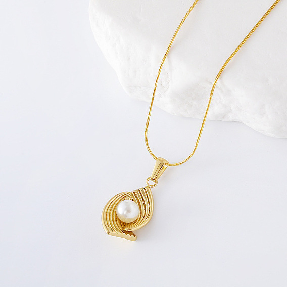 3 шт. ожерелья из нержавеющей стали с имитацией жемчуга и подвеской в виде спирали для женщин, белые