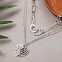 Family Tree Heart Pendant Double Layer Necklace for Mother and Daughter with Love Letter Charm