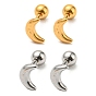 304 Stainless Steel Stud Earrings, Cartilage Earrings, Crescent Moon