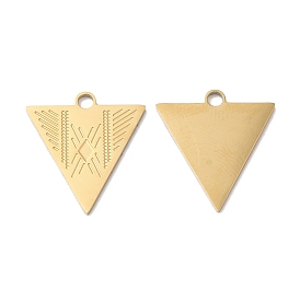 Ion Plating(IP) 316L Surgical Stainless Steel Pendants, Triangle Charm, Textured