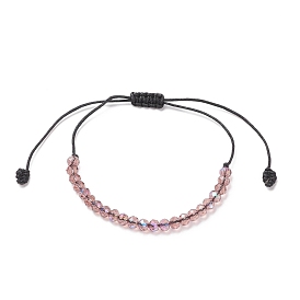 Pulsera de cuentas trenzadas de vidrio transparente, pulsera ajustable para mujer